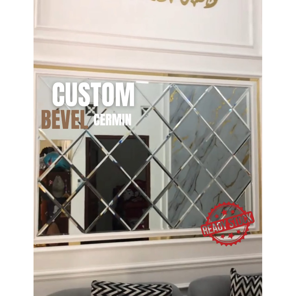 KACA CERMIN BEVEL ASLI 5 MM/KACA CERMIN DEKORASI DINDING