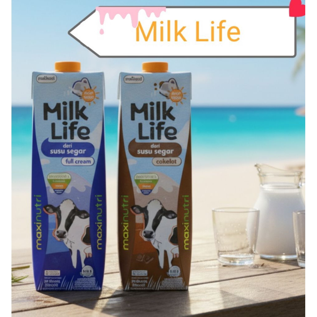SUSU UHT MILK LIFE 1 Liter FULL CREAM dan COKELAT 1000ml