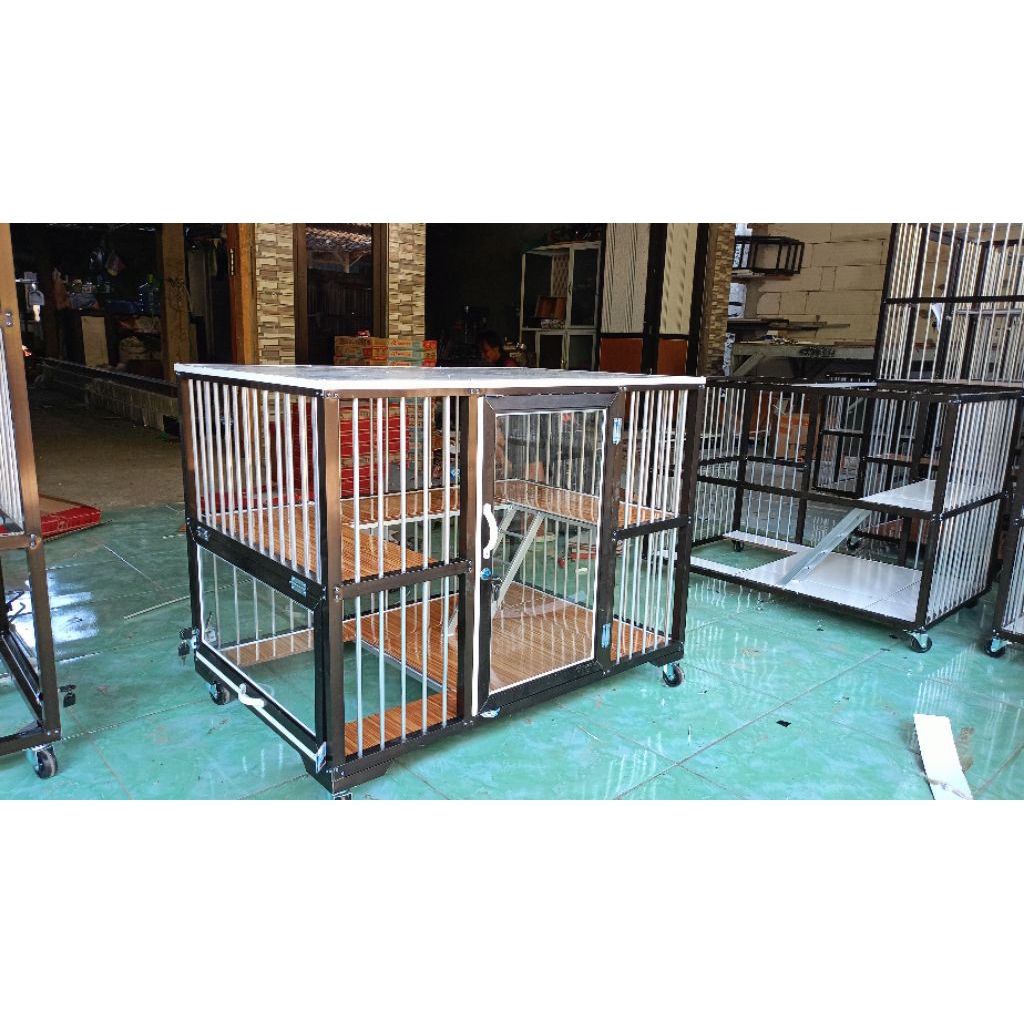kandang kucing alumunium 1 pintu jendela pup ukuran P90 L60 T60