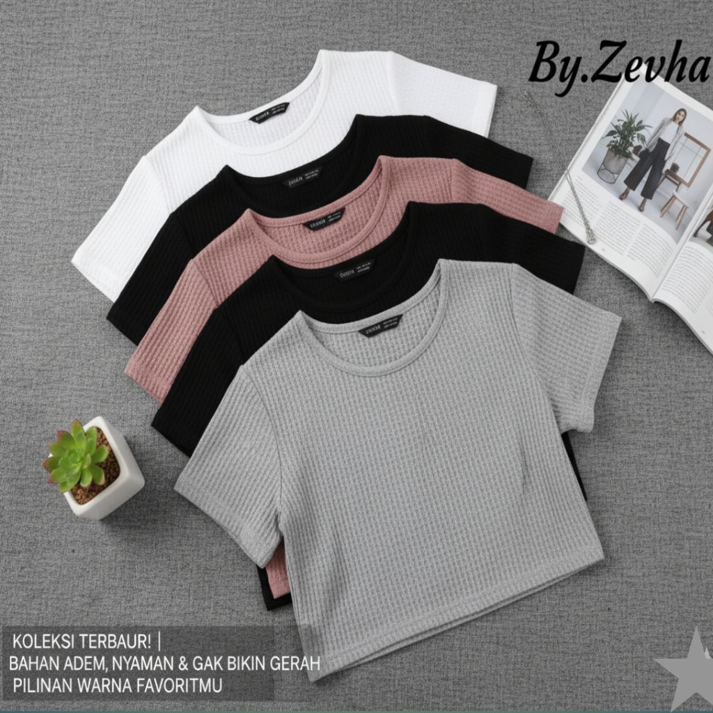 Kaos Crop Top Cewek Kekinian Polos Rib | Atasan Casual Harian Wanita Bahan Adem Nyaman | Crop Top Po