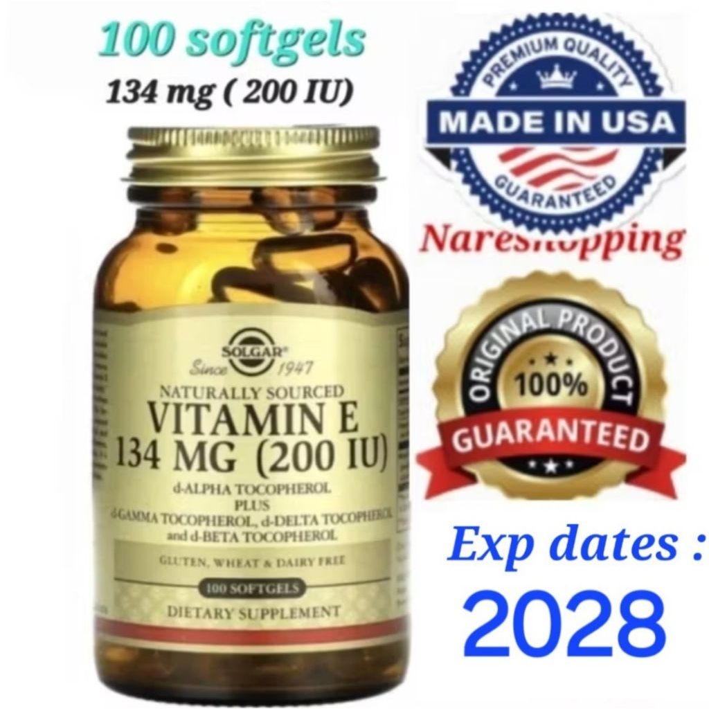SOLGAR Vitamin E 134 mg (200 IU) 100 Softgels D-ALPHA TOCOPHEROL PLUS