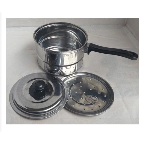 Panci kukusan kecil gagang 1 uk 18 tutup stenlis/ kukusan kecil 1/4 kg/ steamer pot panci serbaguna 