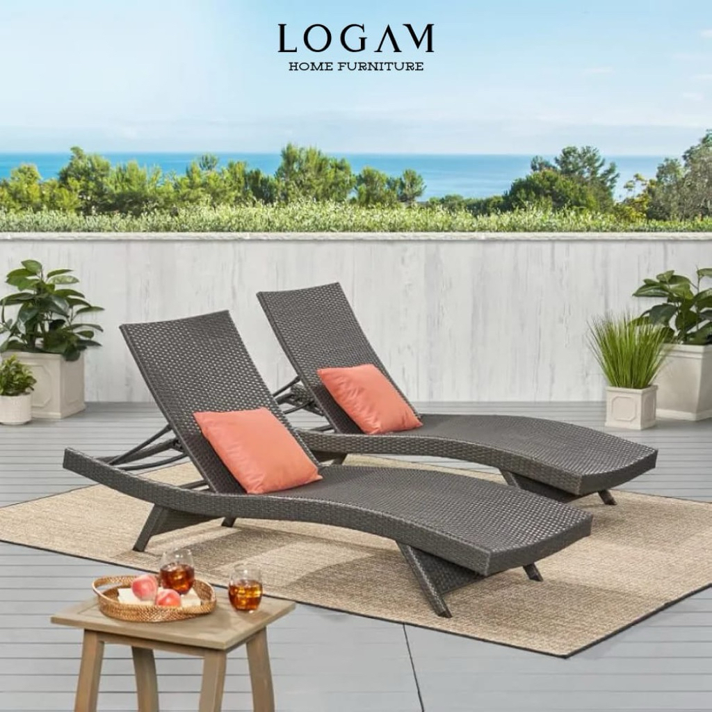Kursi Santai Kolam Renang lounger Chair Rotan sintetis