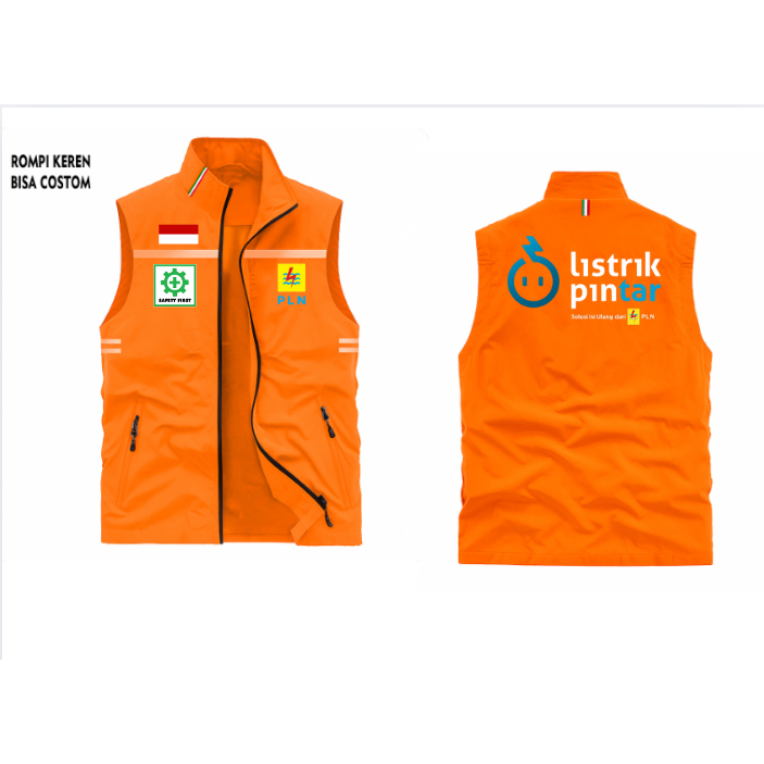 Rompi Kerja PLN | Rompi Safety PLN | Rompi Lapangan PLN | Rompi Outdoor Safety Rompi Kerja Logo Cust