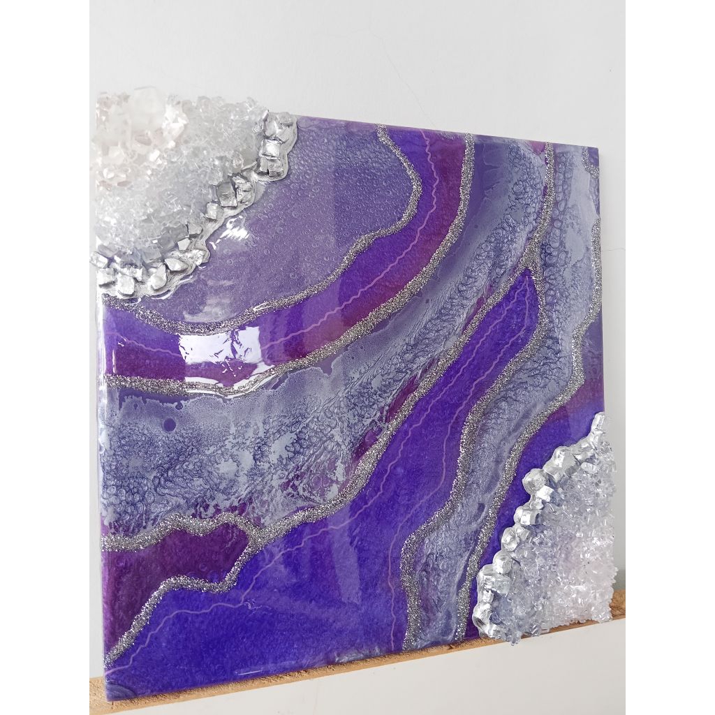 Handmade Geode Resin Art Purple (Hiasan resin geode)