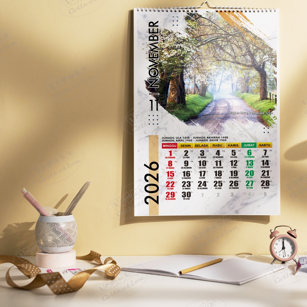 Kalender 2026 Dinding | Kalender 2026 | Kalender Pemandangan | Aesthetic Kalender