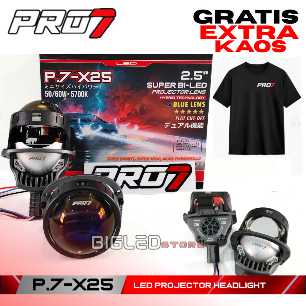 [GRATIS EXTRA KAOS] Lampu Biled Projector Headlamp Pro7 PRO 7 P7X25 P.7-X25 P7-X25 P.7X25 P7 X25 50 