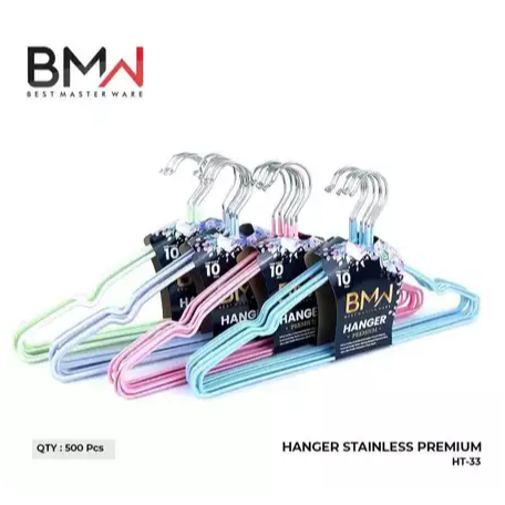 GANTUNGAN BAJU HANGER STENLIS WARNA BMW TEBAL ISI 10PCS
