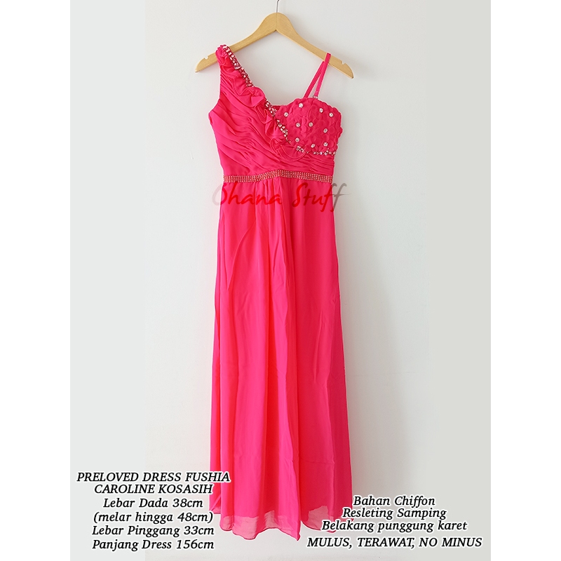 GAUN PANJANG CHIFFON CAROLINE KOSASIH WARNA PINK FANTA (FUSHIA)