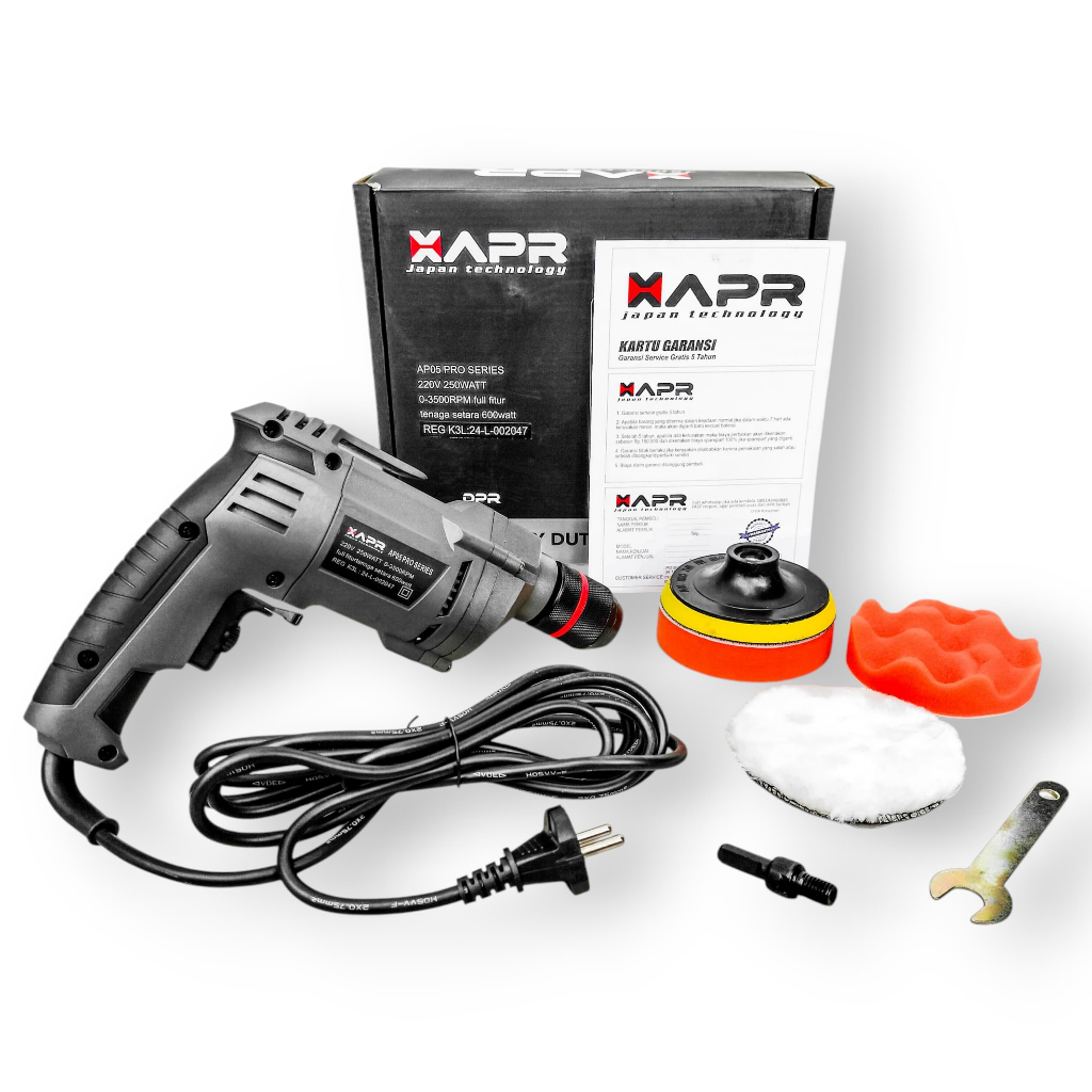 APR AP05PRO Bor Listrik 10mm Keyless 250 Watt Bonus Pad Poles Garansi