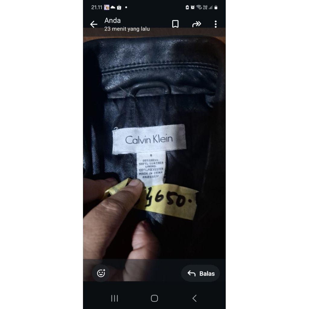 jaket kulit domba calvin klein