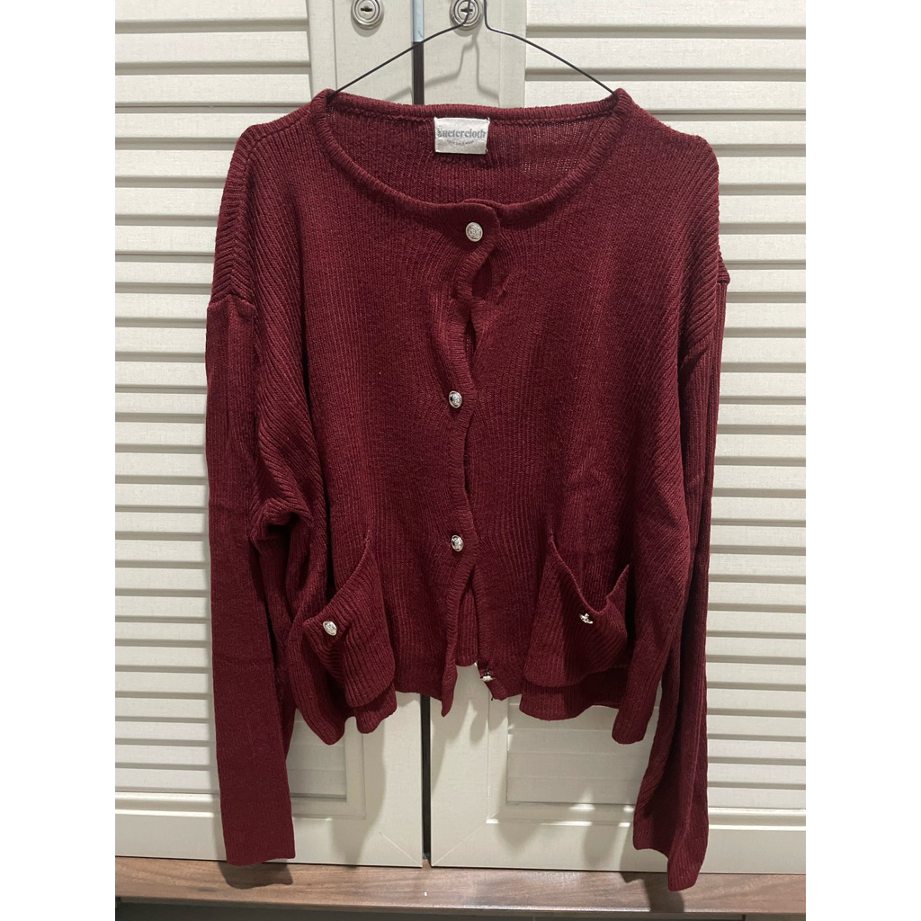 Cardigan Rajut Maroon (Defect) fit to XL