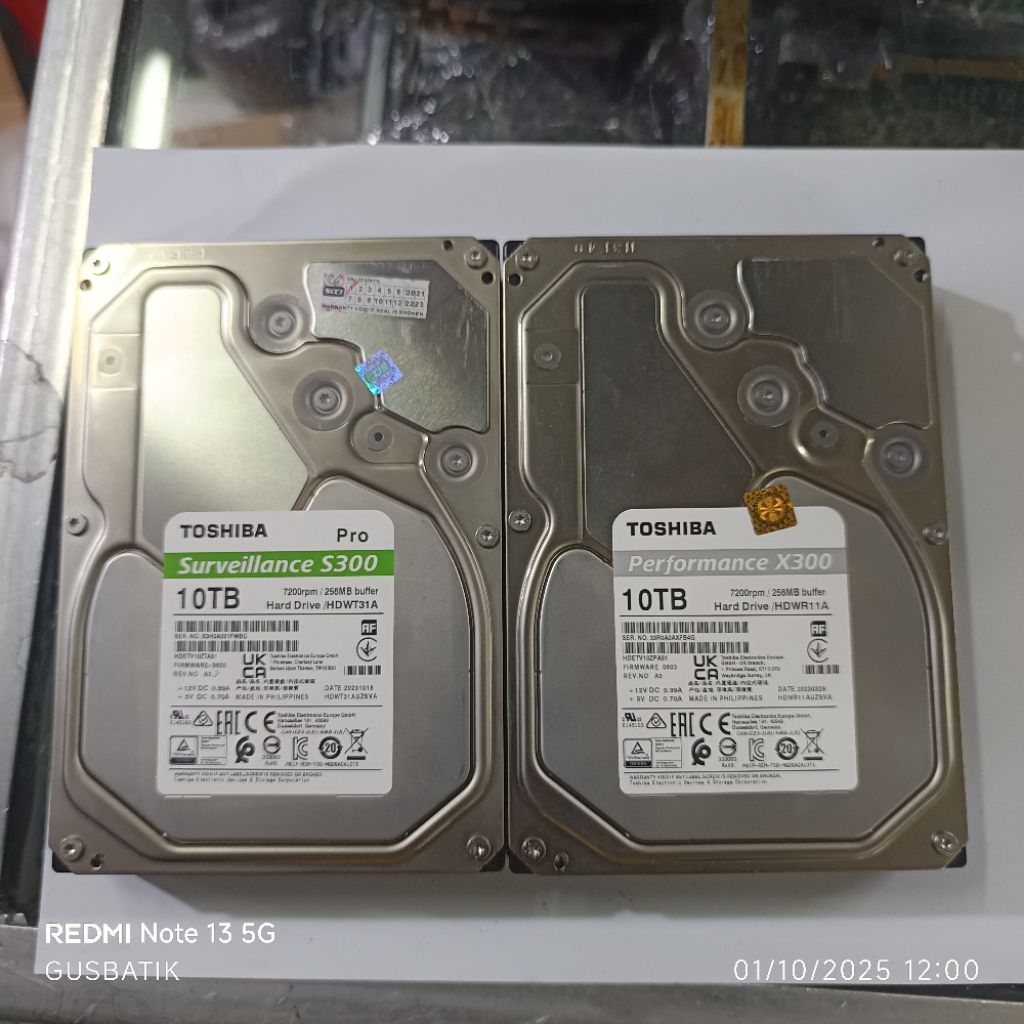 hard disk hdd 10TB 10 TB 7200rpm Toshiba surveillance s300 pro performance x300 second original