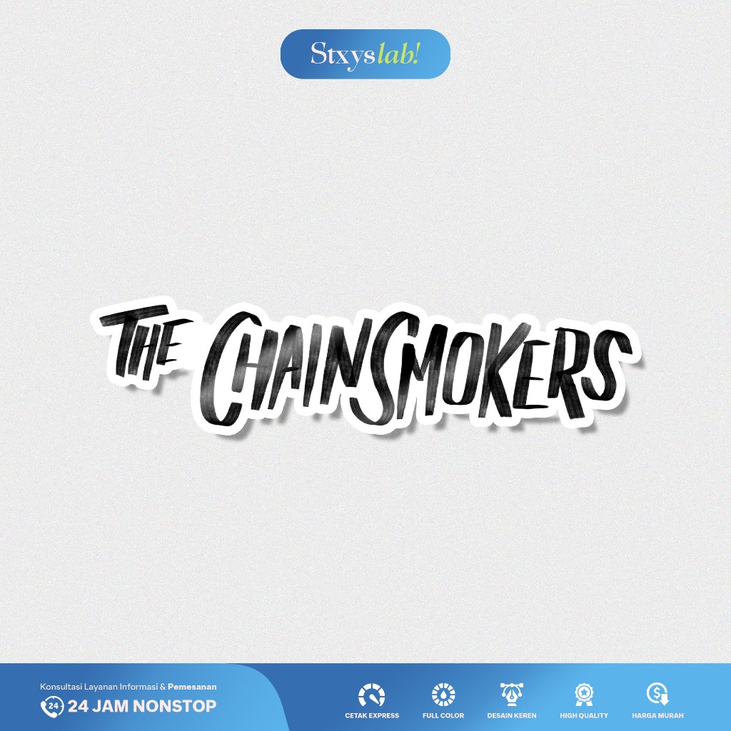 Sticker Vinyl Grup Musik DJ The Chainsmokers / Tahan Air & Premium Quality / Sticker Helm / Sticker 