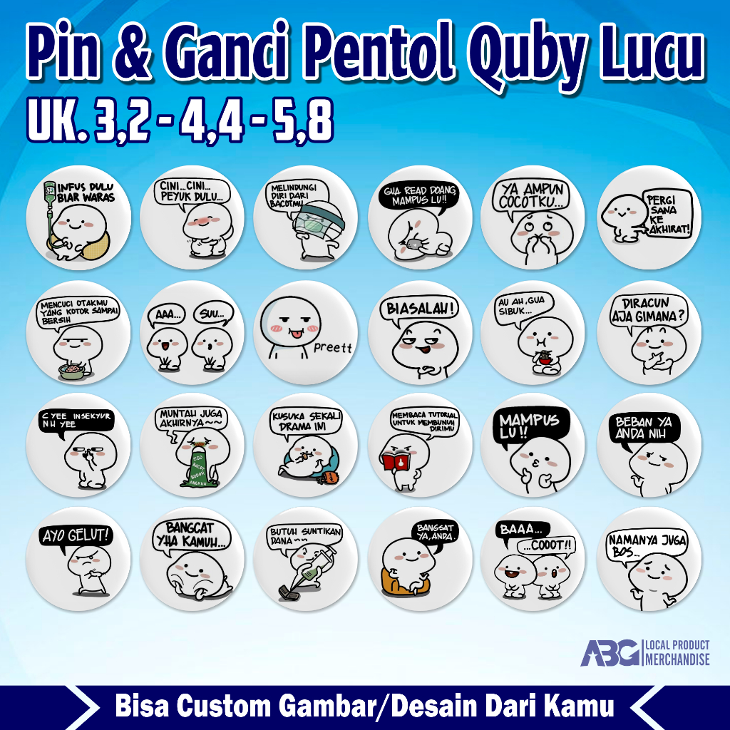 PIN & GANTUNGAN KUNCI GAMBAR PENTOL QUBY LUCU Keychain Hadiah