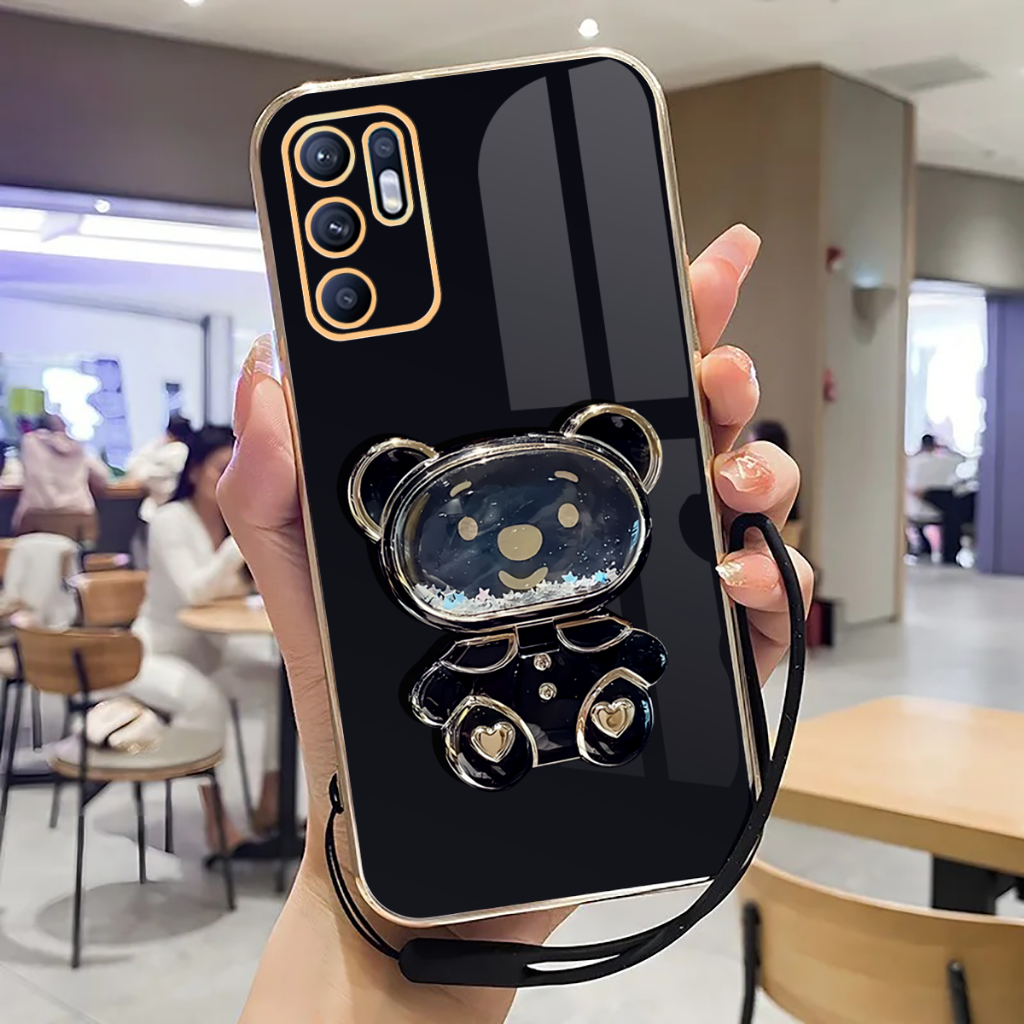 Soft Case Oppo Reno 6 4g Plating Luxury with Stand Holder Mirror