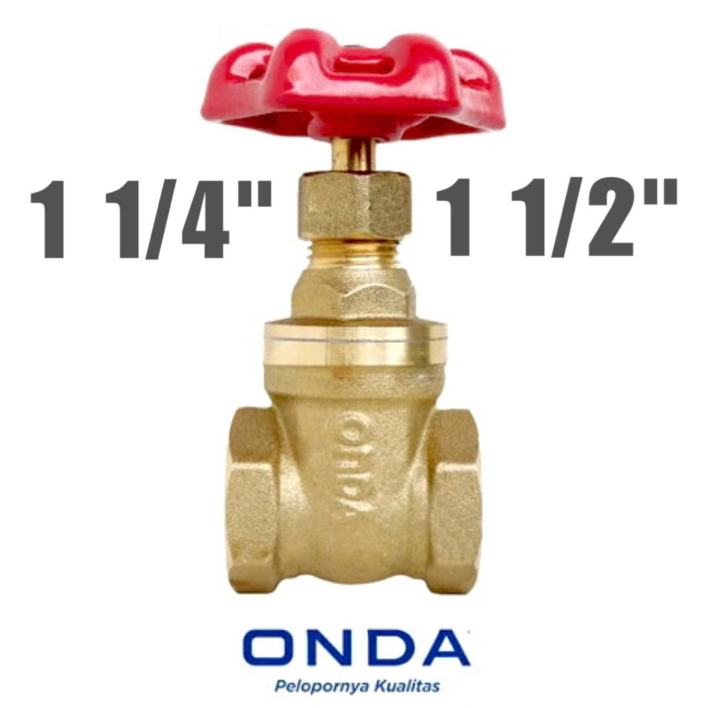 gate valve ONDA 1 1/4" 1 1/2" / gate valve kuningan ONDA / stop kran gate valve ONDA / stop kran kun