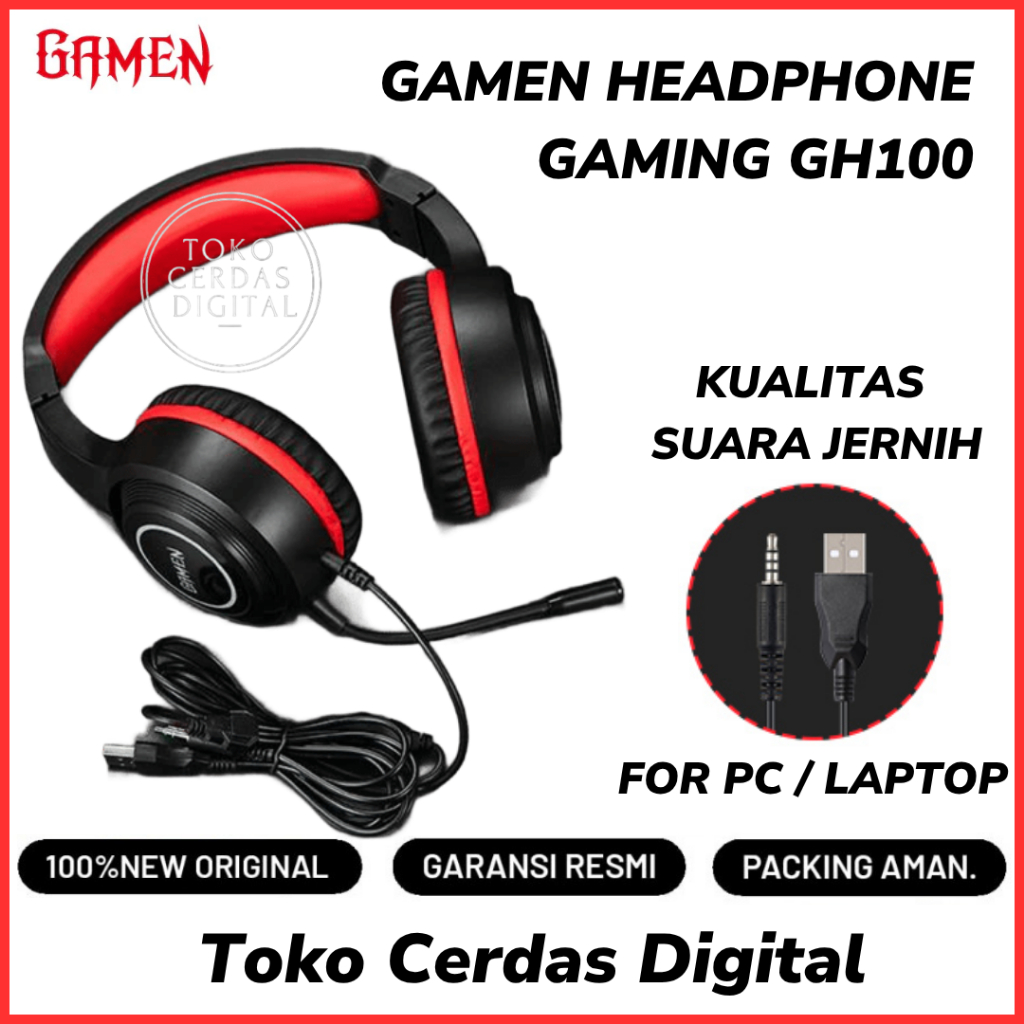 Gamen GH100 Gaming Headphone Original Garansi Resmi 12 Bulan | Handset | Handfree | Earphone  | 360°