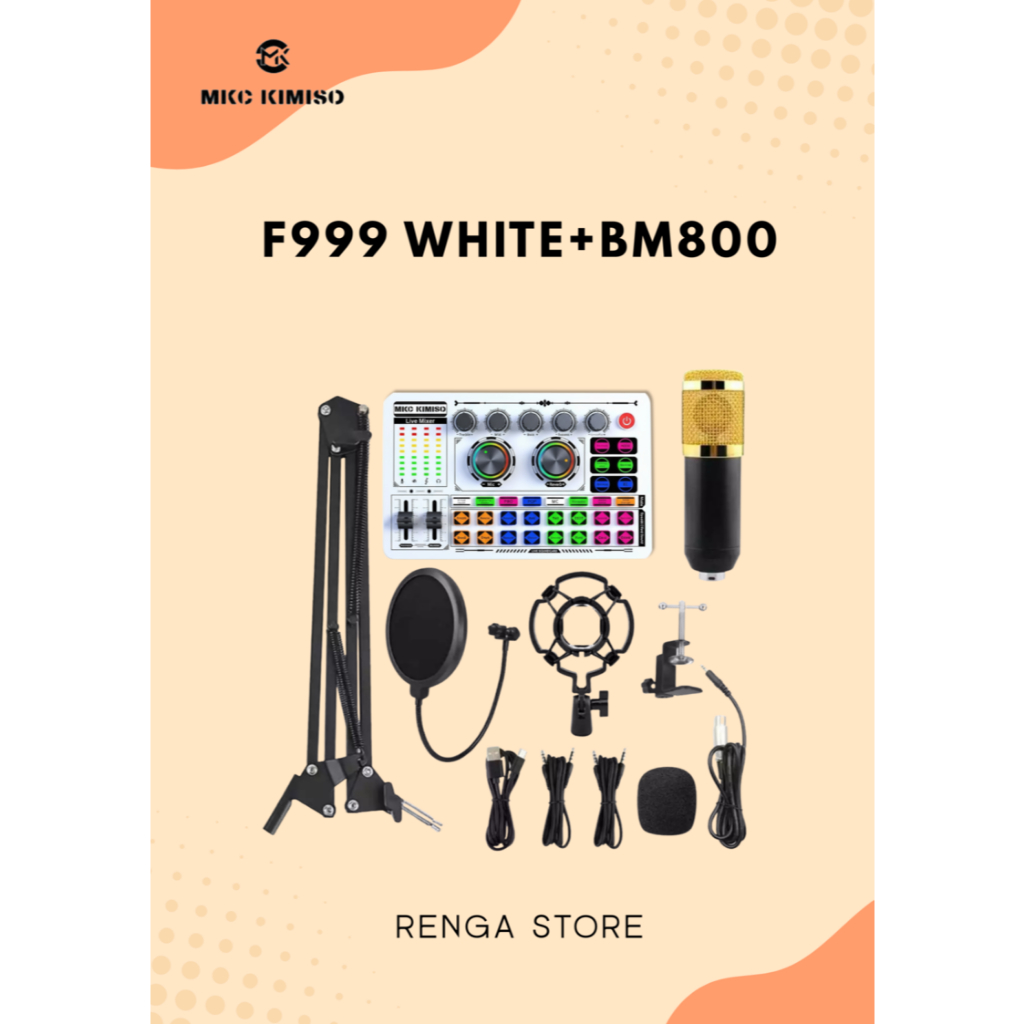 Paket Lengkap Soundcard F999 WHITE+BM800
