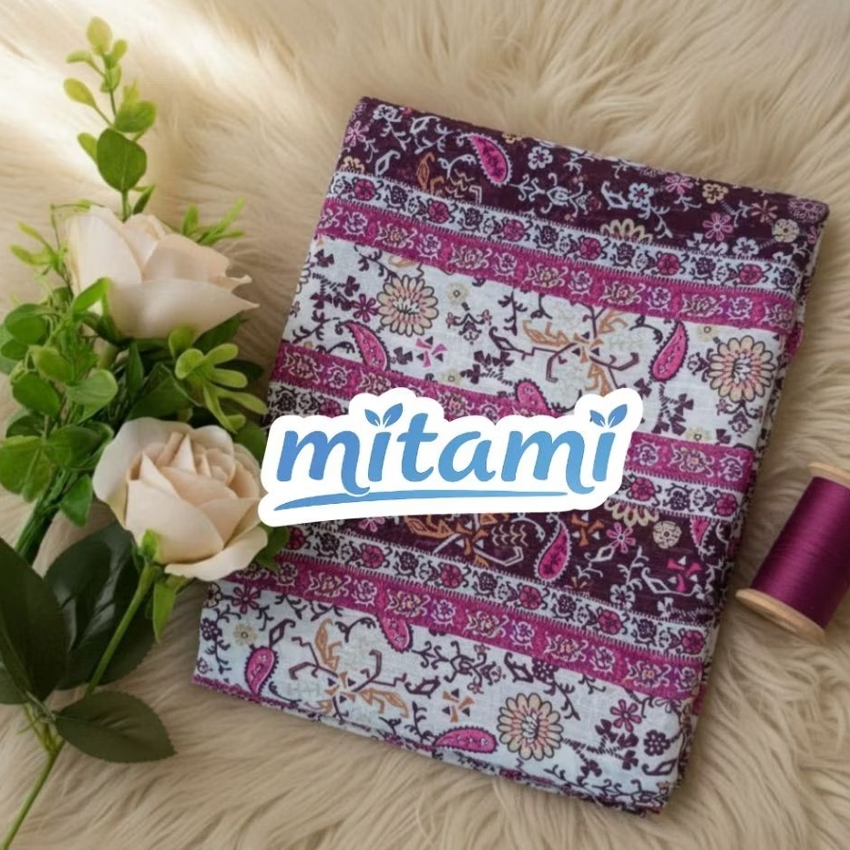 Kain Sifon Motif Garis Bunga Paisley (Harga Kain Per½ Meter)