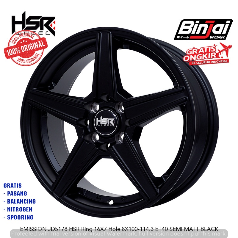 Velg Mobil Racing HSR 16 Inch Matte Black-Velg HSR Emission Hot Promo 4pc
