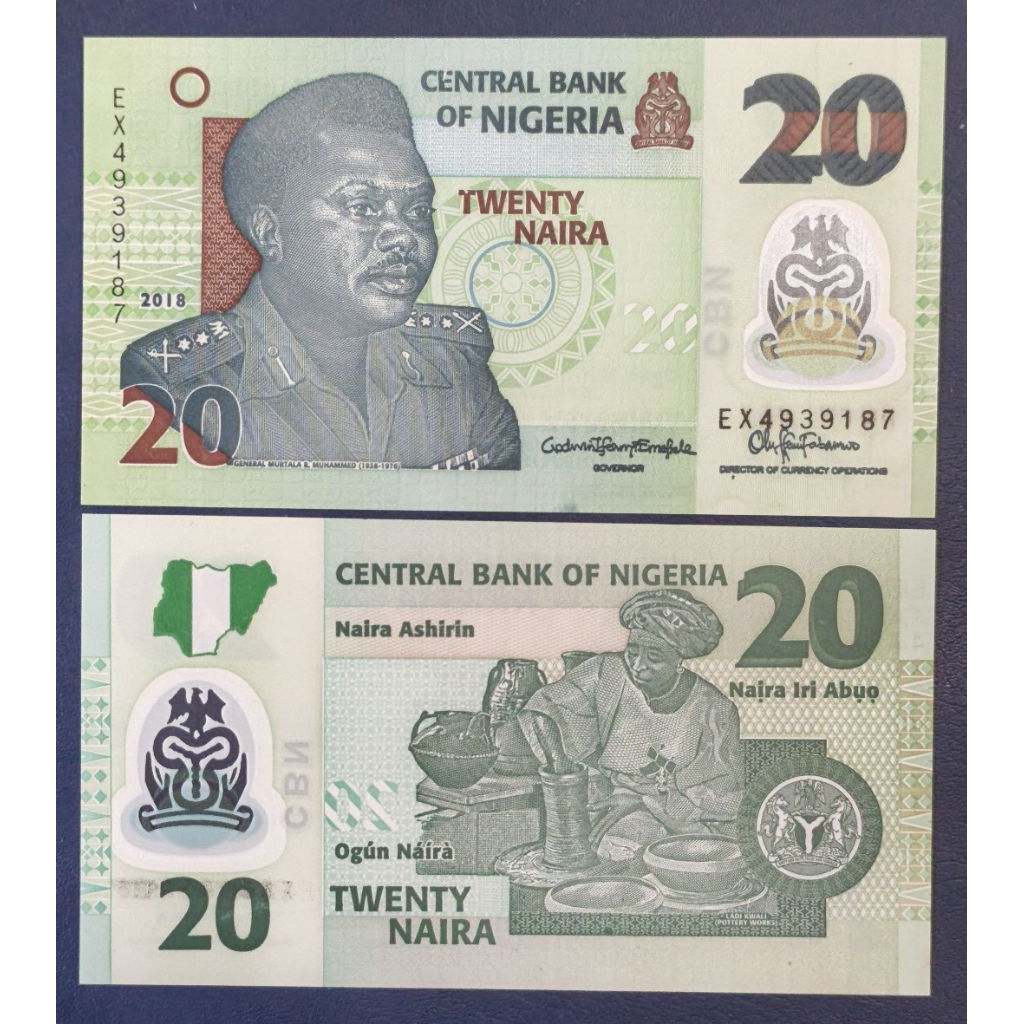 Uang Asing Polymer Nigeria 20 Naira