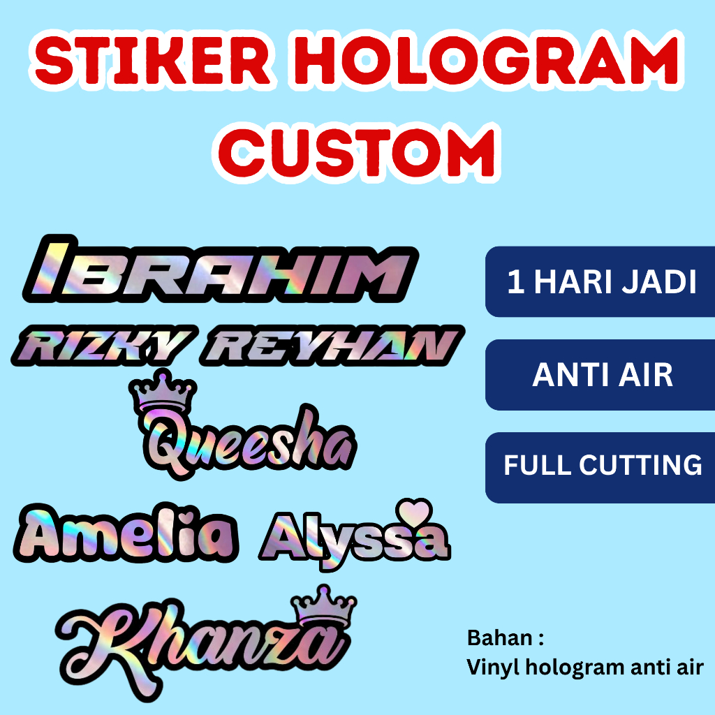 STIKER CUSTOM NAMA HOLOGRAM | STIKER HOLOGRAM CUSTOM
