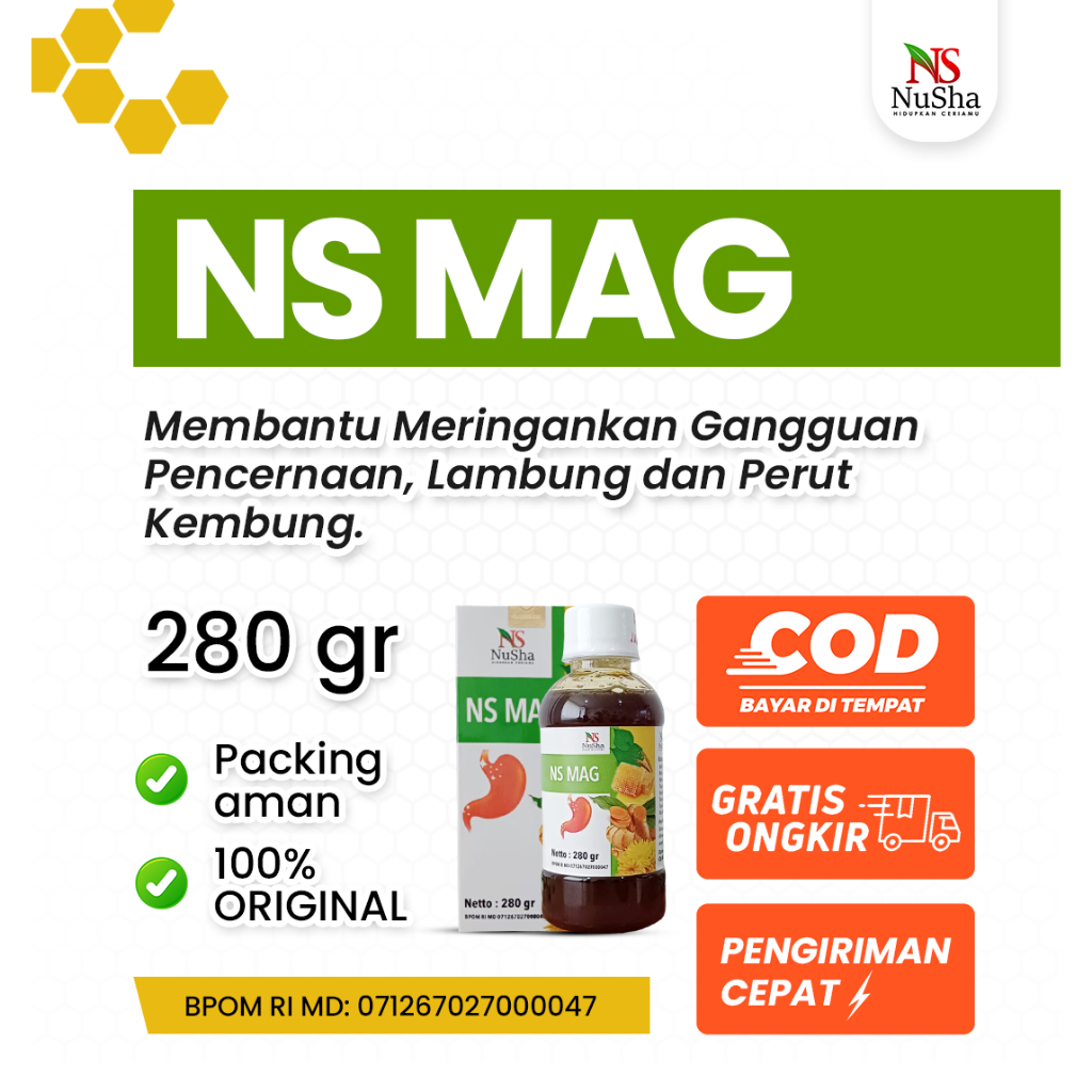 Madu NS MAG ( NUSHA ) Obat Asam Lambung, GERD, Mag atau Maag, Saluran Pencernaan - 280 gr 100% ORIGI