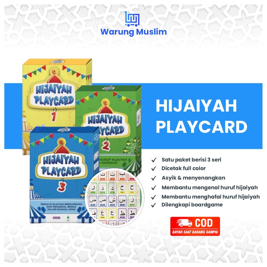 Play Card Hijaiyah 3 Macam – Kartu Belajar Anak Muslim / Flashcard Huruf Hijaiyah Edukatif