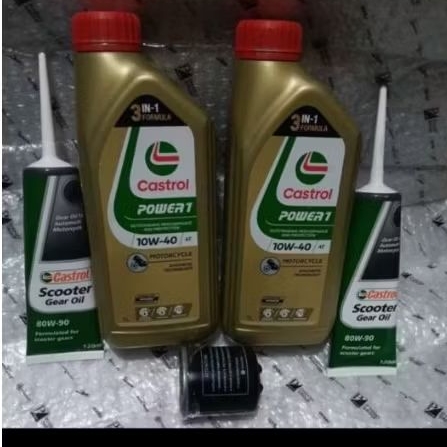 Paket Service Ganti Oli Mesin Piaggio Vespa Matic 3V - Iget (Castrol 10W-40)