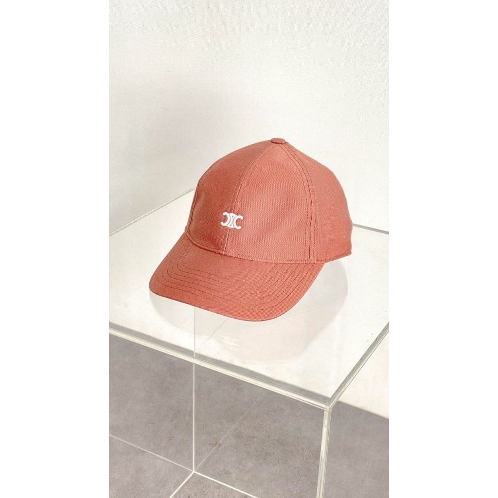 Celine Triomphe cotton Baseball Cap Cuivre Rose