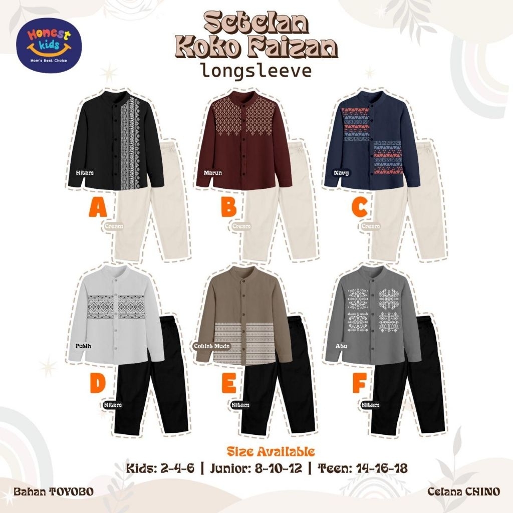 Po‼️ Honest Kids Set Kasko Long Ayah Anak Dewasa Couple Setelan Koko Faizan 2-18th Combed /Terbatas