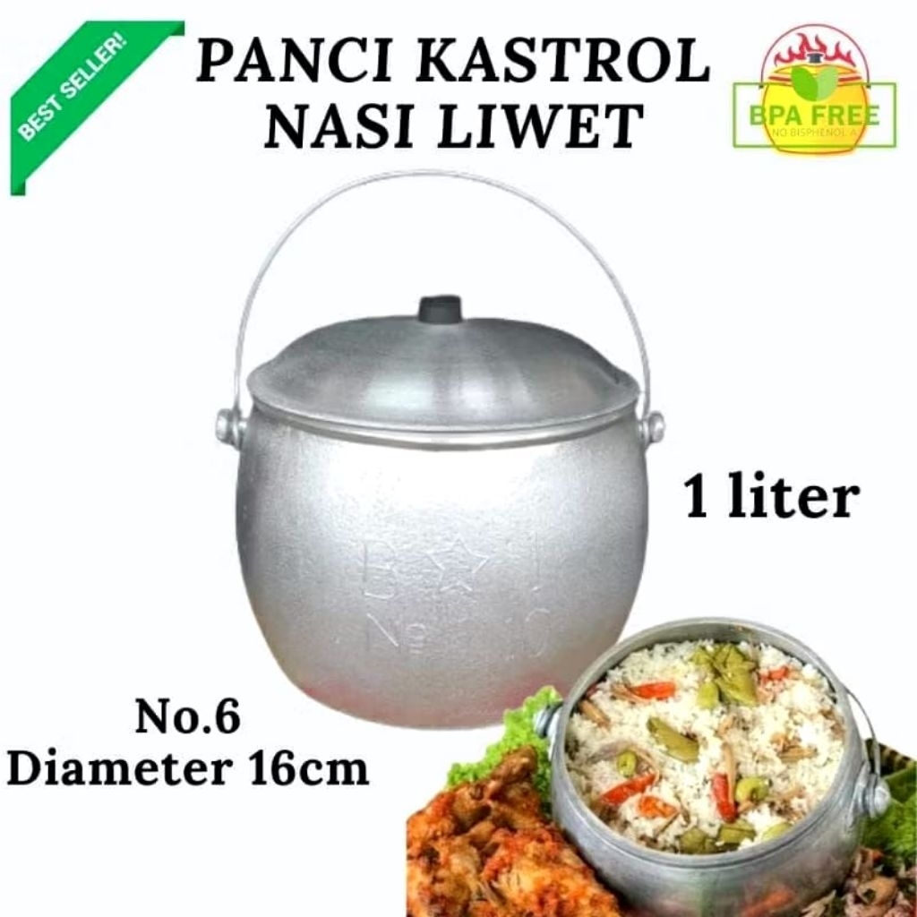 Kastrol Panci Liwet no 6 bahan Alumuniun Cor Tebal