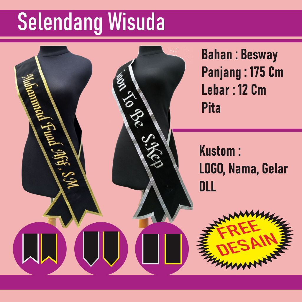 selendang wisuda/cukin wisuda/slempang wisuda/syal wisuda/wisuda/kelulusan
