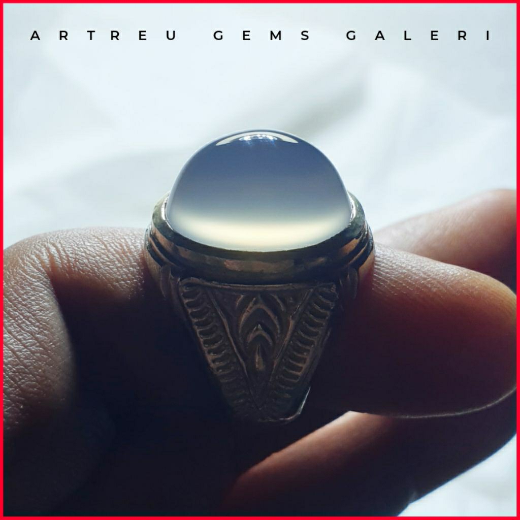 Batu Anggur Way Kanan ( White ) | COD Bisa | Cincin Batu Akik Ring 5 - 10