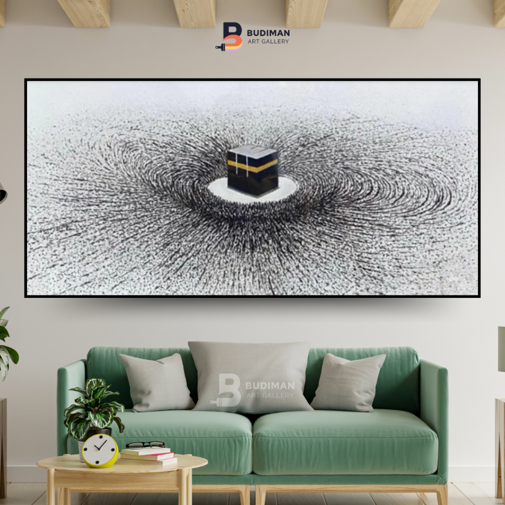 Lukisan Kabah Minimalis – Hiasan Dinding Islami Elegan Handmade