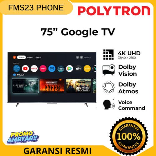 TV POLYTRON 4K UHD Smart Google TV 75 Inch - PLD 75UG5959 GARANSI RESMI