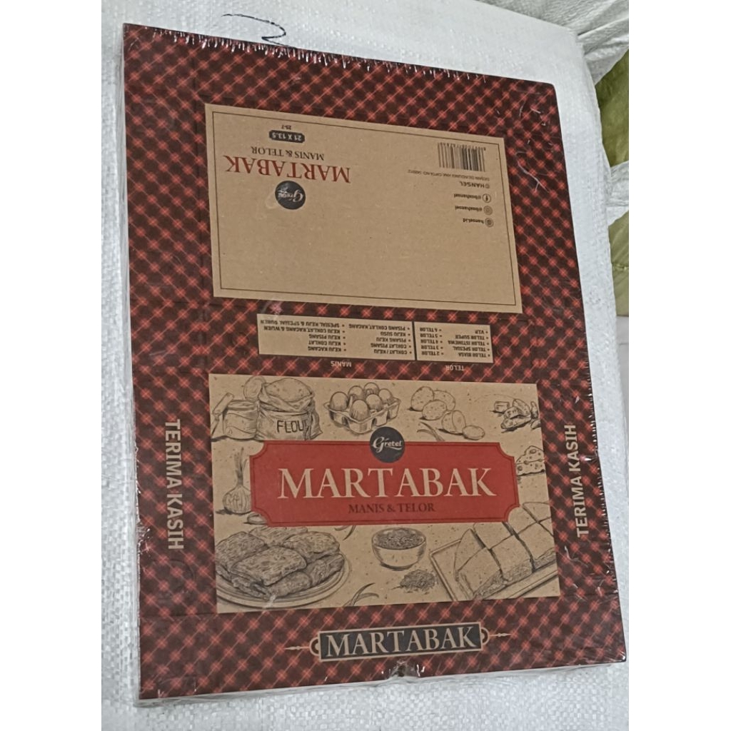 [GRETEL MARTABAK BROWN 13.5X21] KOTAK DUS MARTABAK MANIS TELOR 13.5 X 21 X 5 KRAFT LAMINASI