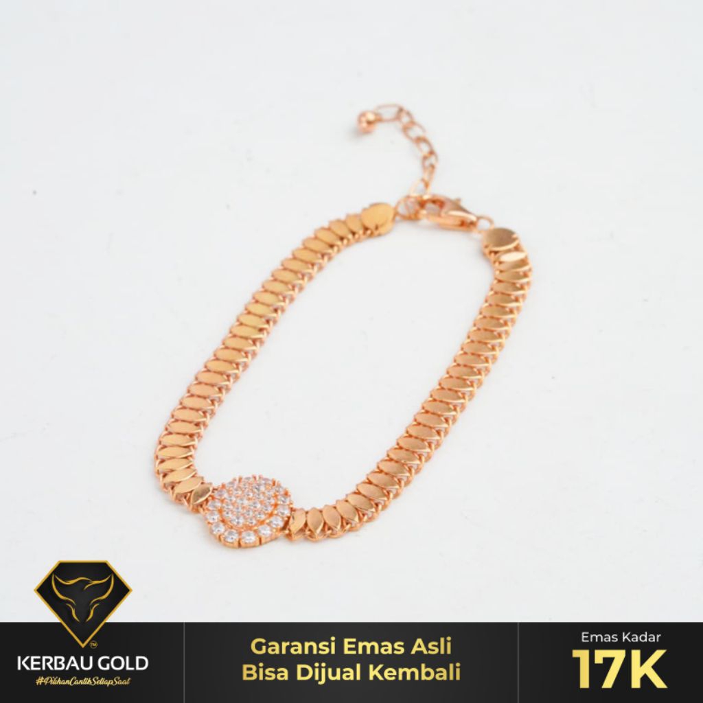 [Kerbau Gold] Gelang Emas Lempit Mata - 17K - Emas Asli