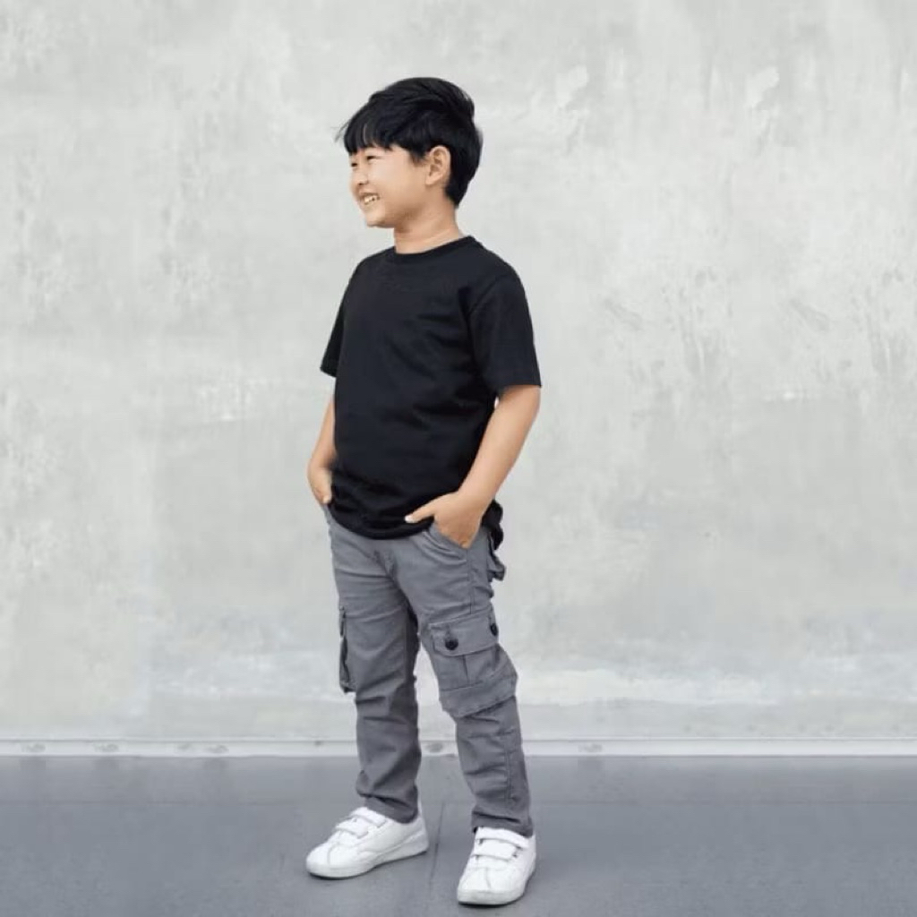 Pilih warna celana panjang cargo anak laki laki 2-15 tahun terbaru katun drill