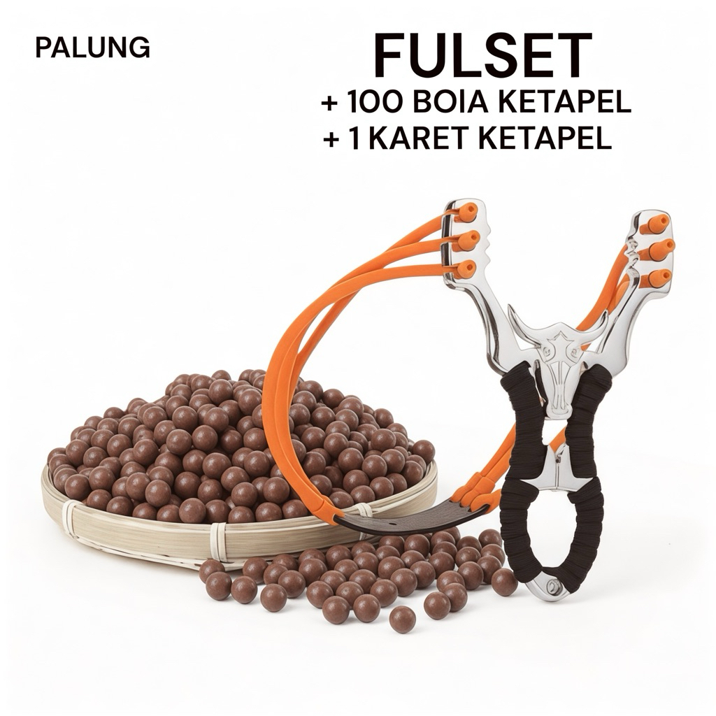 ketapel slingshot piaoyu 3 tali full set dengan 100 bola ketapel