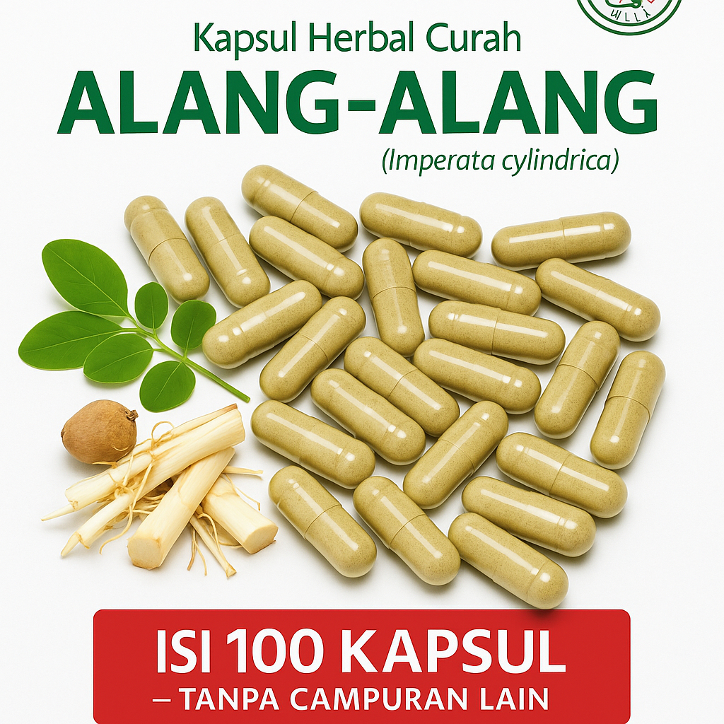 KAPSUL ALANG-ALANG – ISI 100 KAPSUL Herbal Alami Bantu Ginjal, Panas Dalam & Lancarkan Kemih | 100% 