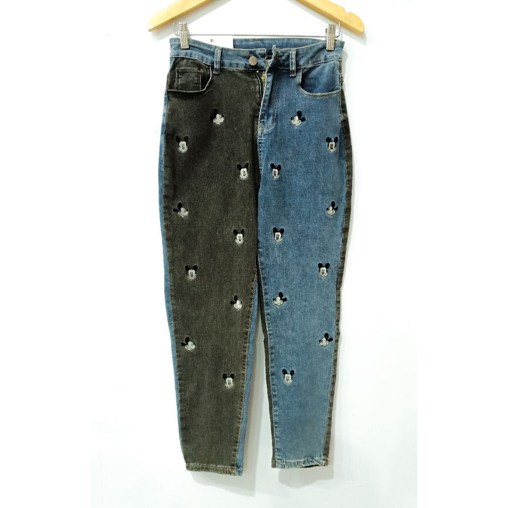 Celana jeans wanita Mickey mouse