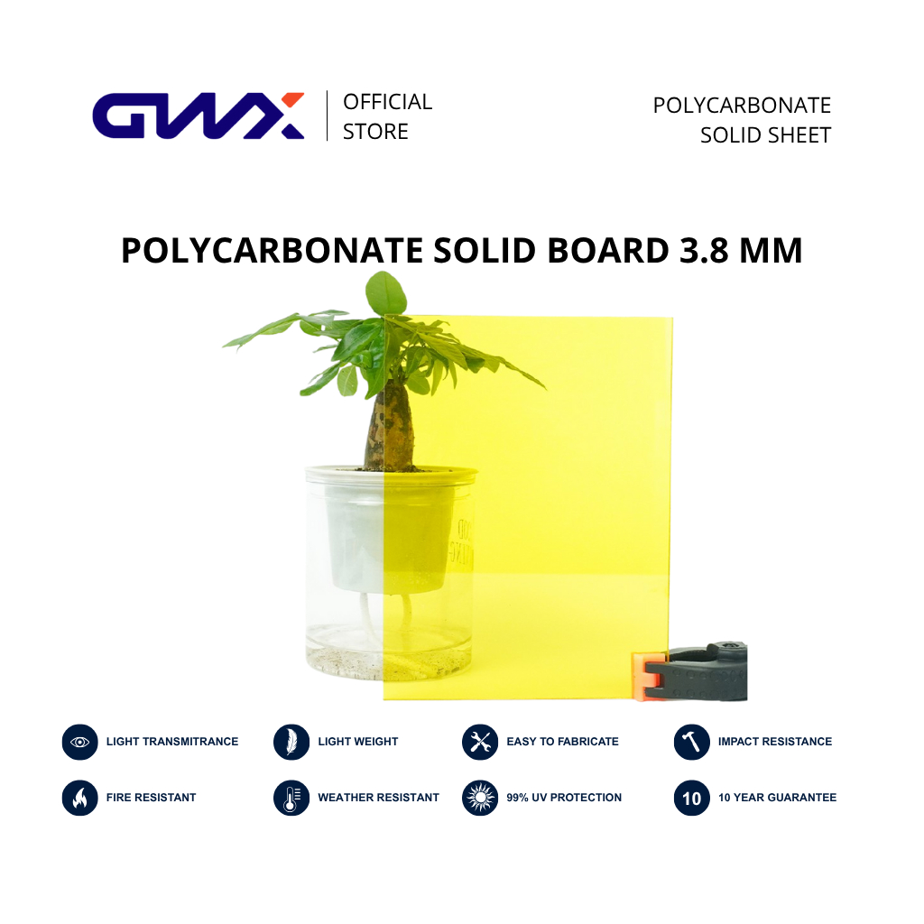 Atap dan Sekat Polycarbonate Solid Sheet GWX 3.8 MM Meteran 2.44 M | Atap Transparan | Kanopi Slidin