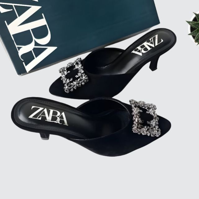 0 Promo Termurah.8.8.Heels Zara Kaca Selop Elegan 4Cm