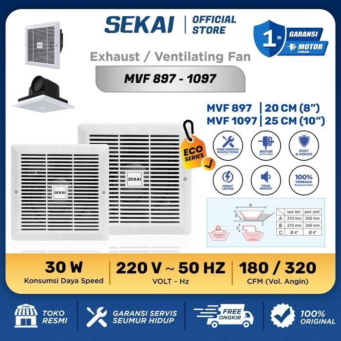 SEKAI Exhaust Fan / Kipas Angin Hexos Plafon Dak 8 inch / 10 inch - MVF 893 / MVF 1091/MVF 897 /MVF 