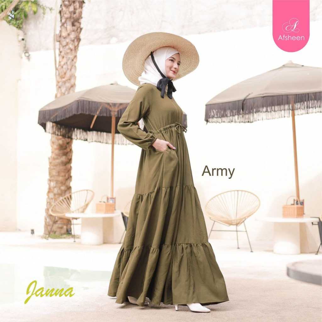 Janna Daily Dress Gamis Dewasa by Afsheen (Army)