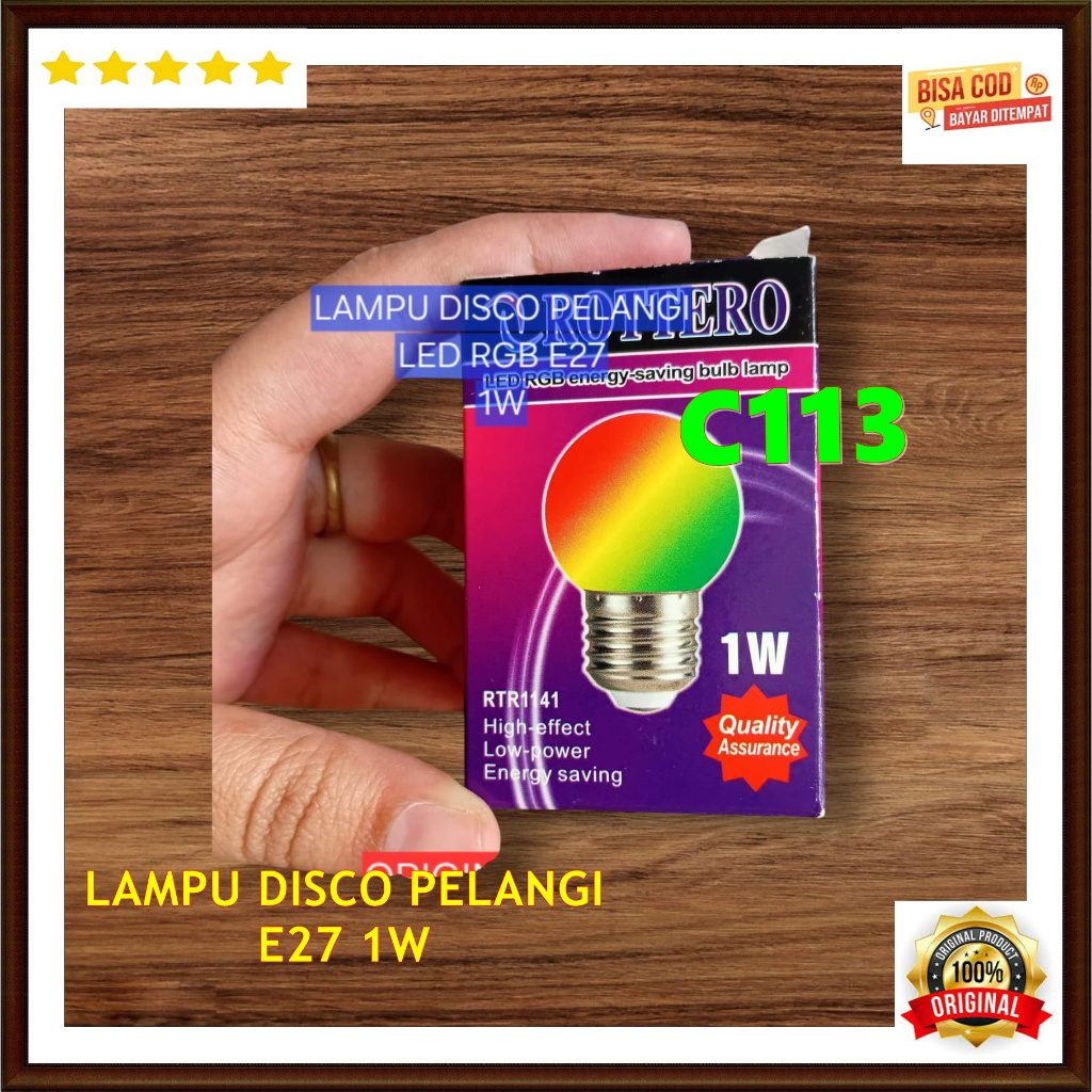 C113Lampu LED PELANGI RGB OTOMATIS E27 Strip BULB LAMP MINI 1 WATT 7 WARNA AUTO HEMAT LISTRIK AWET B