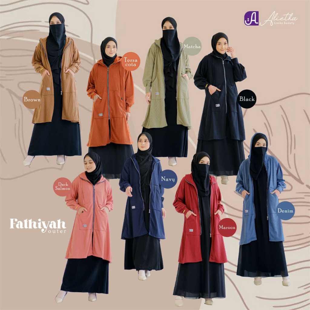 Jaket Long Syari Wanita Fathiyah Outer by Alietha