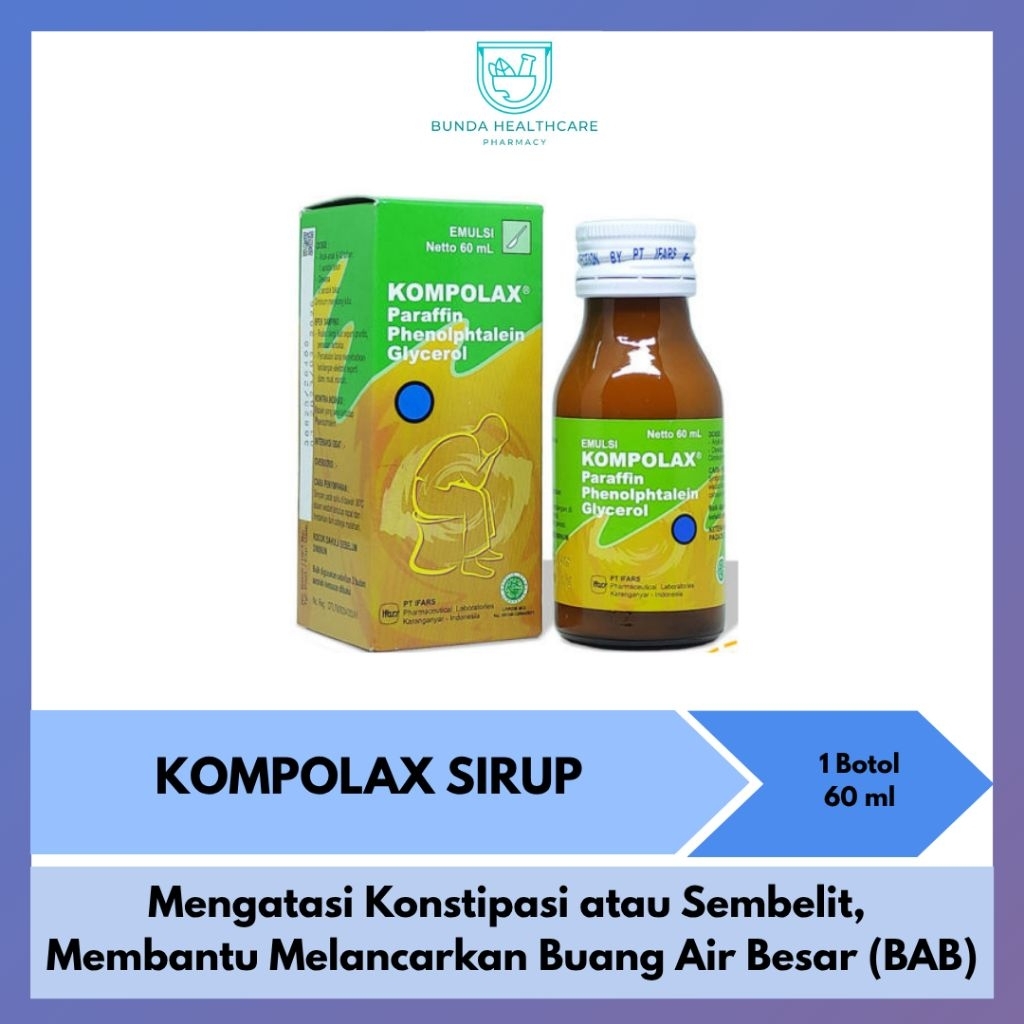 Kompolax Sirup | Mengatasi konstipasi atau sembelit, melancarkan bab pada anak dan dewasa